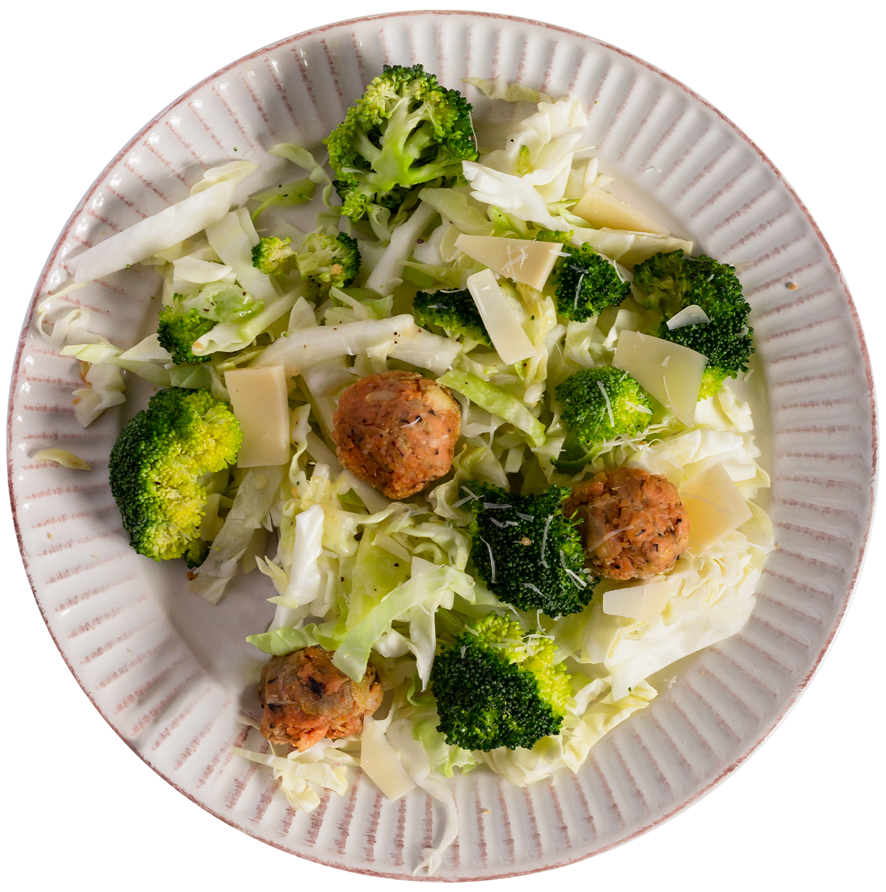 Broccoli Caesar Salad with Plant-Forward Meatballs